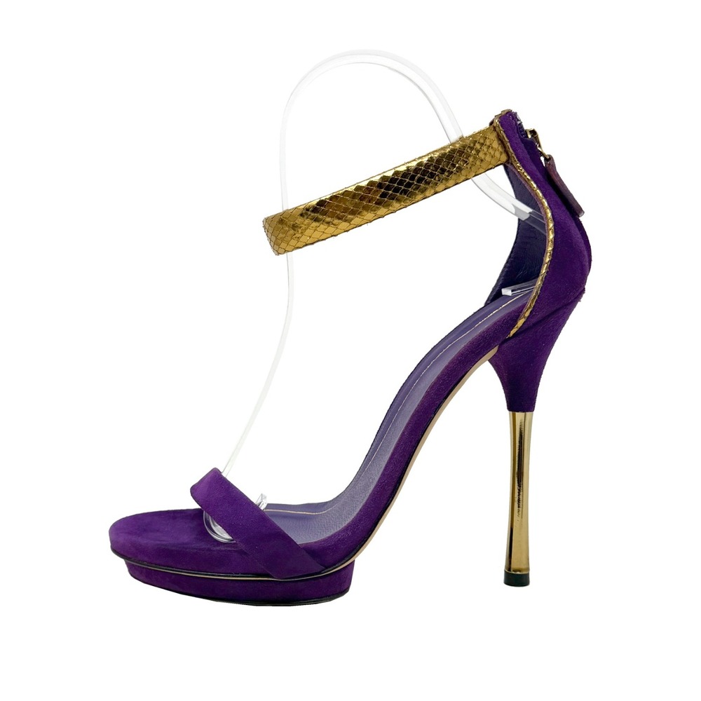 Gucci Frida Giannini SS 2011 Runway Purple Gold Python Platform Heels 37.5